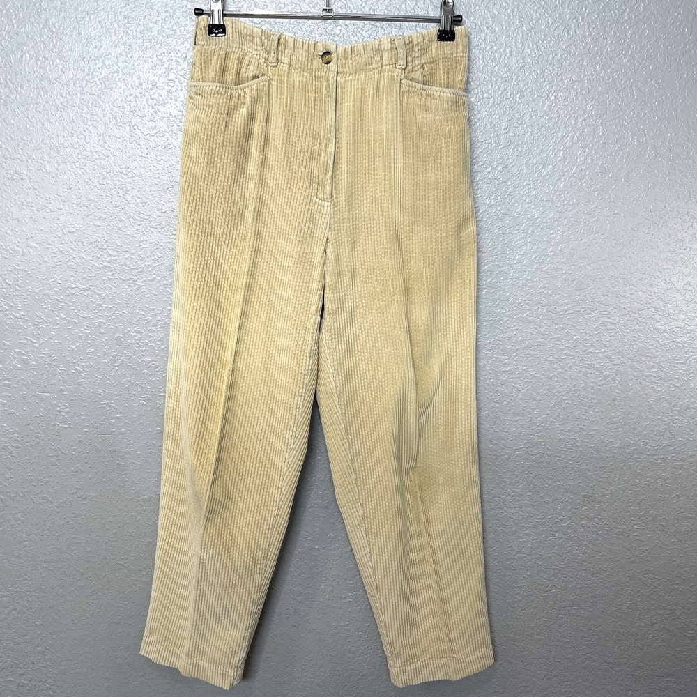 Talbots 100% Cotton Women's Ivory High Rise Straight Leg Corduroy Pants Size 6